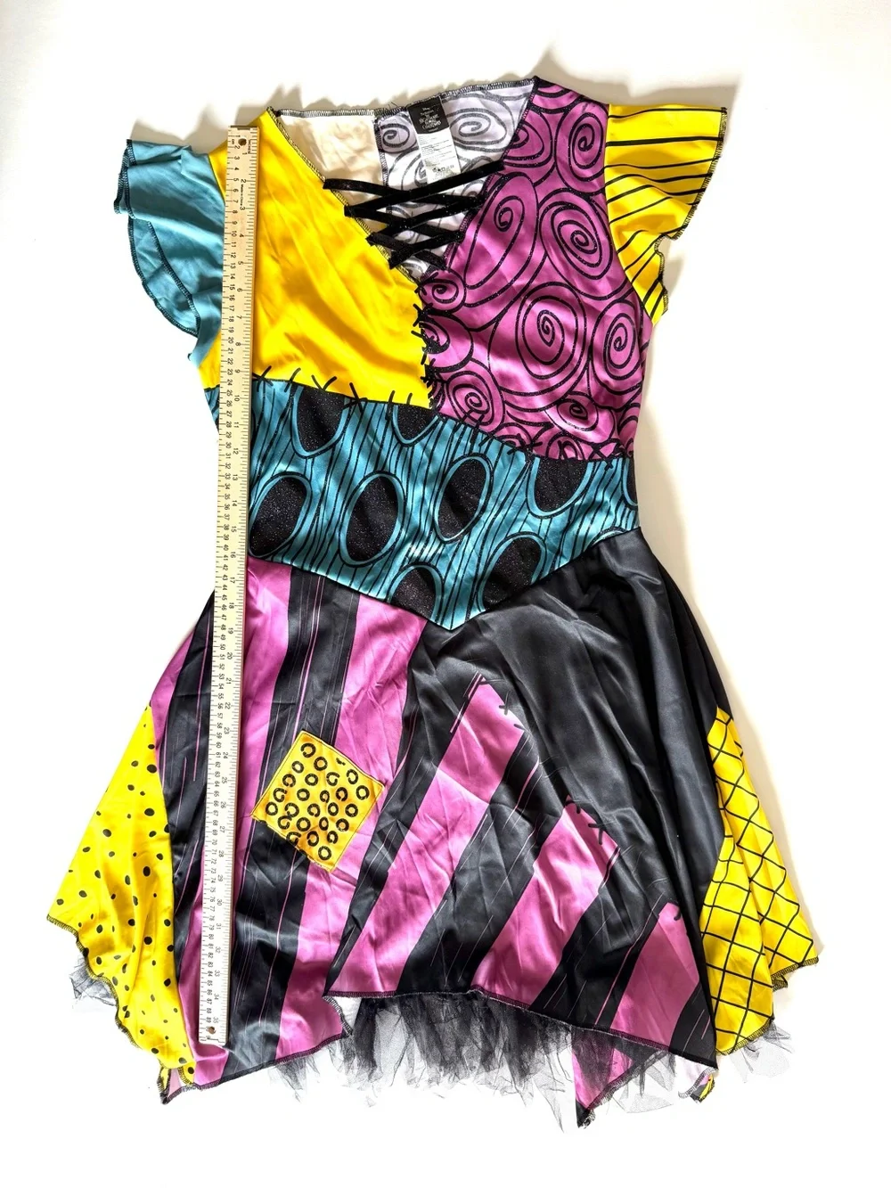 Disney Nightmare Before Xmas Sally Costume Dress Girls L 12-14 fits Adult XS EUC